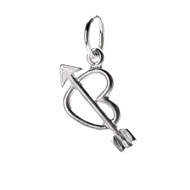 love struck heart charm, sterling silver