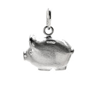 piggy bank charm, sterling silver