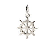 ship wheel charm, sterling silver