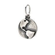 globe charm, sterling silver