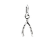 wishbone charm, sterling silver