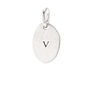 "V" charm, sterling silver