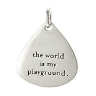 "the world is my playground" charm, sterling silver