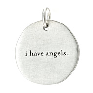 "I have angels" charm, sterling silver