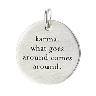 "karma"" charm, sterling silver