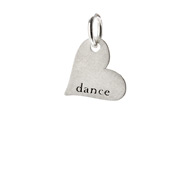 "dance" heart charm, sterling silver