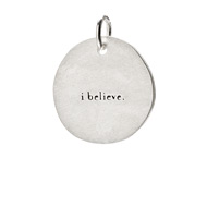 "I believe" charm, sterling silver