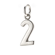 number "2" charm, sterling silver
