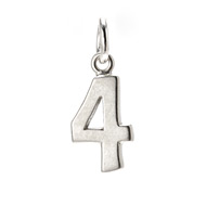 number "4" charm, sterling silver