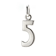 number "5" charm, sterling silver