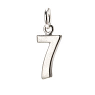 number "7" charm, sterling silver
