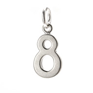 number "8" charm, sterling silver