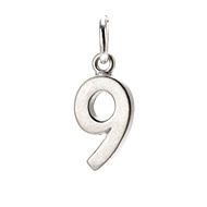 number "9" charm, sterling silver