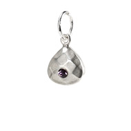 february birthstone charm, sterling silver