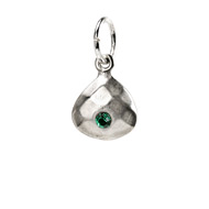 may birthstone charm, sterling silver