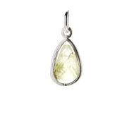 green quartz pendant gem, sterling silver