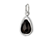 black onyx pendant gem, sterling silver