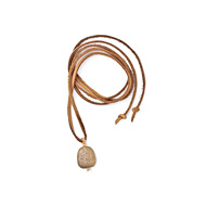 jewel box latte leather necklace with brass sparkle stone - 44 inches