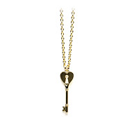 unlocked love gold dipped heart with key hole necklace - 36 inch