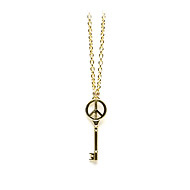 unlocked peace gold dipped peace sign key necklace - 36 inch