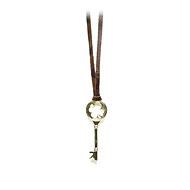 unlocked believing gold dipped clover key necklace on earth leather - 36 inch