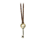 unlocked dreaming gold dipped north star key necklace on earth leather - 36 inch