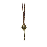 unlocked faith gold dipped gothic cross key necklace on earth leather - 36 inch