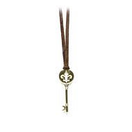 unlocked hope gold dipped fleur di lis key necklace on earth leather - 36 inch