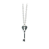 unlocked love silver heart with key hole necklace - 36 inch