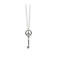 unlocked peace silver peace sign key necklace - 36 inch
