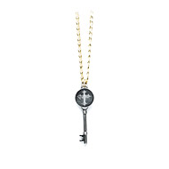 unlocked faith charcoal gothic cross key gold dipped necklace - 36 inch
