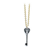 unlocked love charcoal heart with key hole gold dipped necklace - 36 inch
