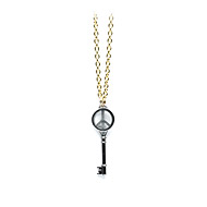 unlocked peace charcoal peace sign key gold dipped necklace - 36 inch