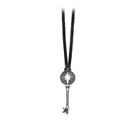 unlocked dreaming charcoal north star key necklace on black leather - 36 inch