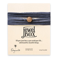 jewel box wrap bracelet in steel silk with brass sparkle ball