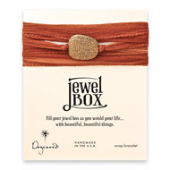 jewel box wrap bracelet in rust silk with brass sparkle stone