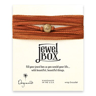jewel box wrap bracelet in rust silk with brass sparkle ball