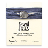 jewel box wrap bracelet in steel silk with charcoal sparkle stone