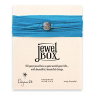 jewel box wrap bracelet in turqoise silk with charcoal sparkle ball