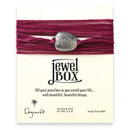 jewel box wrap bracelet in eggplant silk with charcoal sparkle stone