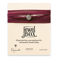 jewel box wrap bracelet in eggplant silk with charcoal sparkle ball