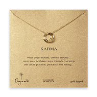 triple karma ring necklace, gold dipped