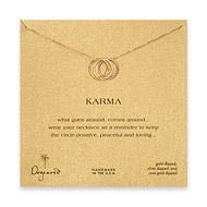 triple karma ring necklace, mixed metal, gold dipped
