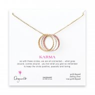 medium multi-link mixed metal sparkle karma necklace, gold, silver, rose gold