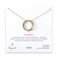 medium multi-link mixed metal sparkle karma necklace, gold, silver, charcoal