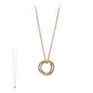 triple textured large karma necklace, mixed metal - 36 inches