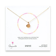 karma flower necklace, rose gold dipped