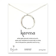 small karma silver dipped textured hoop necklace
