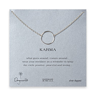large smooth karma necklace, silver dipped