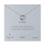 triple karma ring necklace, silver dipped